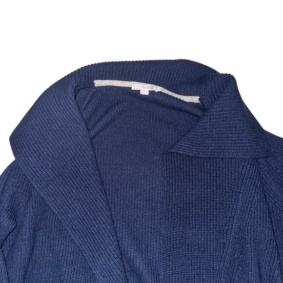 Boden Open Front Cardigan Women's Size XL Navy Blue 100% Wool Collared - Picture 2 of 5